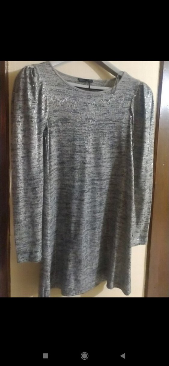 Uzun Kollu Gri Triko Elbise - Görsel 3