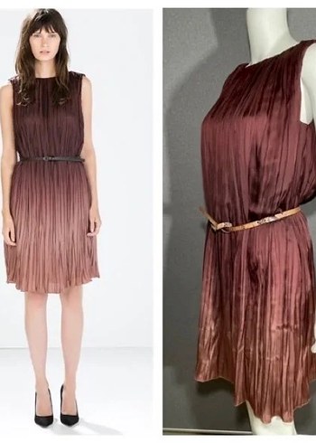 Bohem Bordo kisa Elbise - Görsel 11