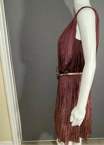 Bohem Bordo kisa Elbise - Görsel 14