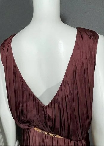 Bohem Bordo kisa Elbise - Görsel 13