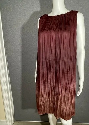 Bohem Bordo kisa Elbise - Görsel 16