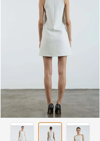 Beyaz Straplez Midi Elbise - Görsel 2