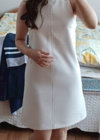 Beyaz Straplez Midi Elbise - Görsel 5