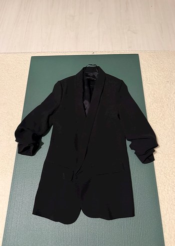 Zara Sikligin Simgesi Siyah Uzun Blazer Ceket