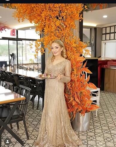 Zara NİŞANLILIK GOLD SİMLİ ABİYE