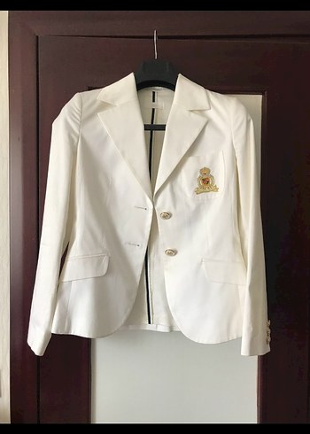 Kadın Beyaz Düğmeli Midi Blazer