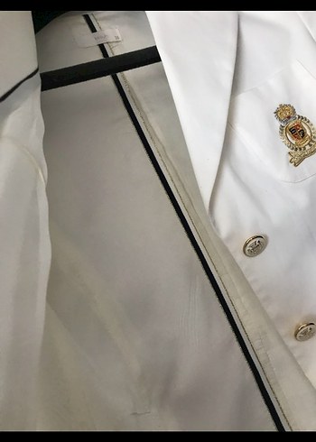36 Beden beyaz Renk Kadın Beyaz Düğmeli Midi Blazer