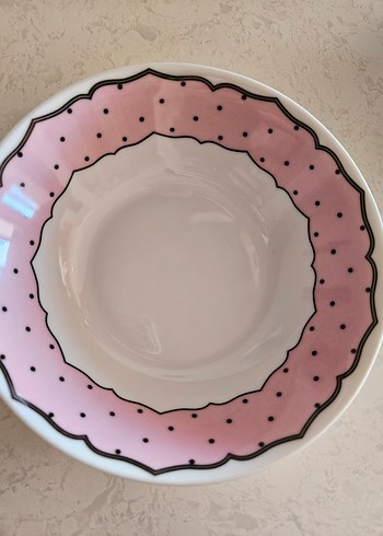 bernardo Pembe Puantiyeli porselen Kase