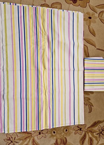 Beden Çizgili Pastel Renkli tek kişilik çarşaf seti