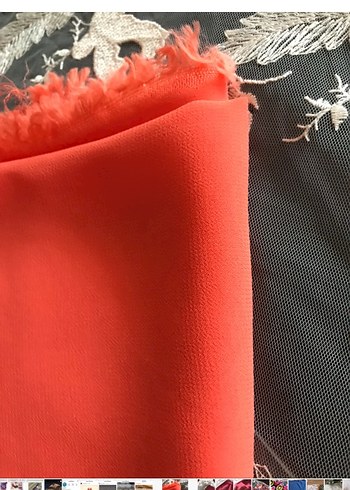  Beden kırmızı Renk mercanrengi krep şifon