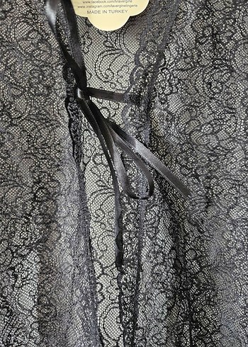 Siyah Nakışlı Uzun Kollu Gotik Kadın Sabahlık - Görsel 4