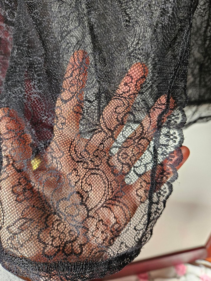 Siyah Nakışlı Uzun Kollu Gotik Kadın Sabahlık - Görsel 2