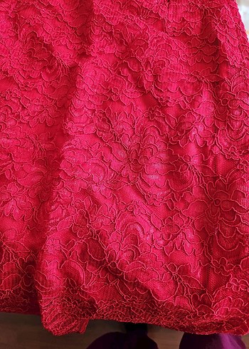 Dantel Detaylı Kırmızı Midi Eteği - Görsel 5