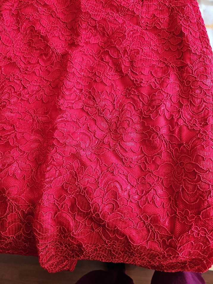 Dantel Detaylı Kırmızı Midi Eteği - Görsel 5