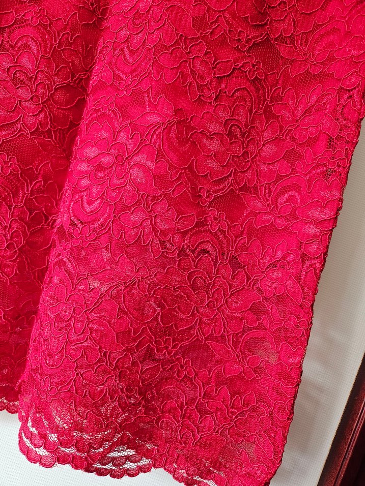 Dantel Detaylı Kırmızı Midi Eteği - Görsel 3