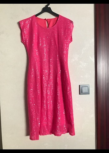 Pembe Payetli Kız elbise - Görsel 3