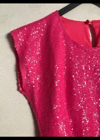 Pembe Payetli Kız elbise - Görsel 2