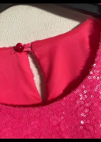 Pembe Payetli Kız elbise - Görsel 4