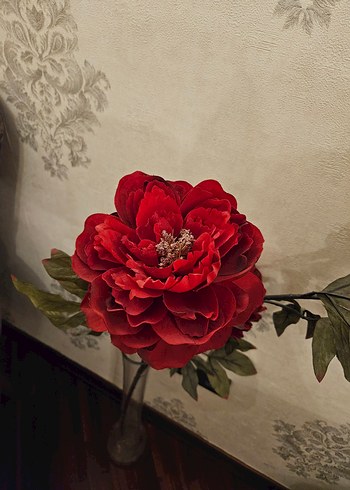 Koyu Kırmızı Yapay Çiçek - Görsel 6