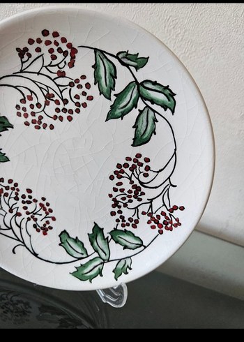 Beyaz mimoza Desenli Seramik Tabak - Görsel 3