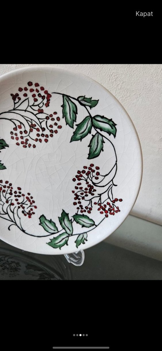 Beyaz mimoza Desenli Seramik Tabak - Görsel 3