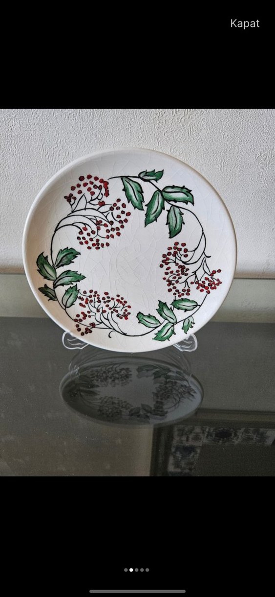 Beyaz mimoza Desenli Seramik Tabak - Görsel 2