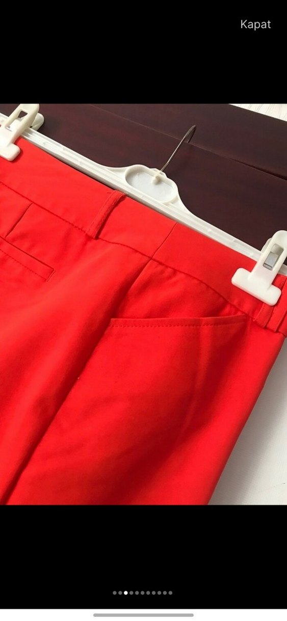 koton Kırmızı Midi Kumaş Kadın Pantolon - Görsel 3