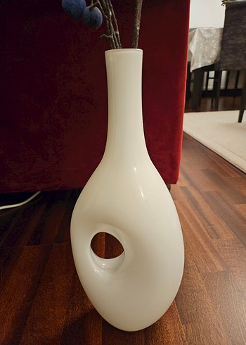 paşabahçe Beyaz Seramik Delikli Vazo - Görsel 2