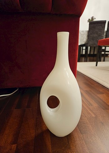 paşabahçe Beyaz Seramik Delikli Vazo - Görsel 4