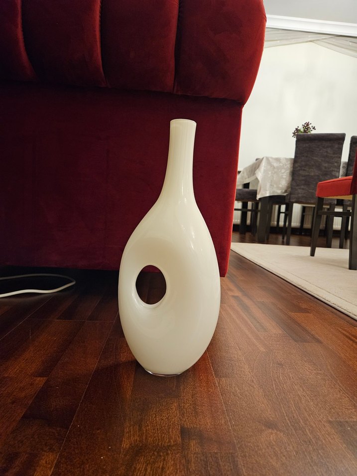 paşabahçe Beyaz Seramik Delikli Vazo - Görsel 3