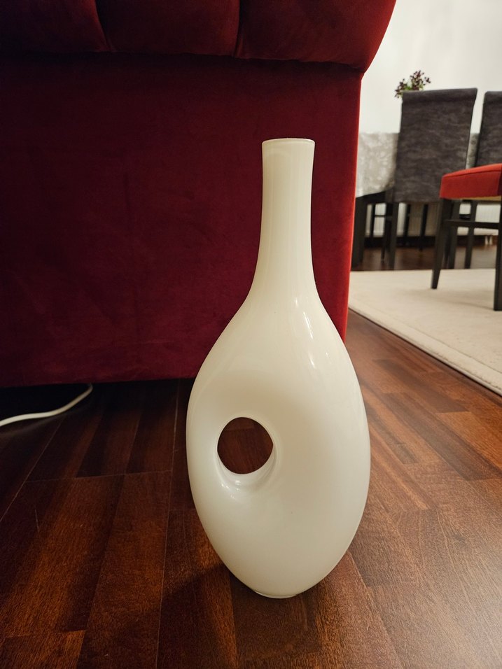 paşabahçe Beyaz Seramik Delikli Vazo - Görsel 4