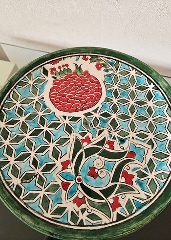 Renkli Turkuaz Desenli Ayaklı Tabak - Görsel 2