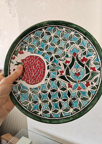 Renkli Turkuaz Desenli Ayaklı Tabak - Görsel 3