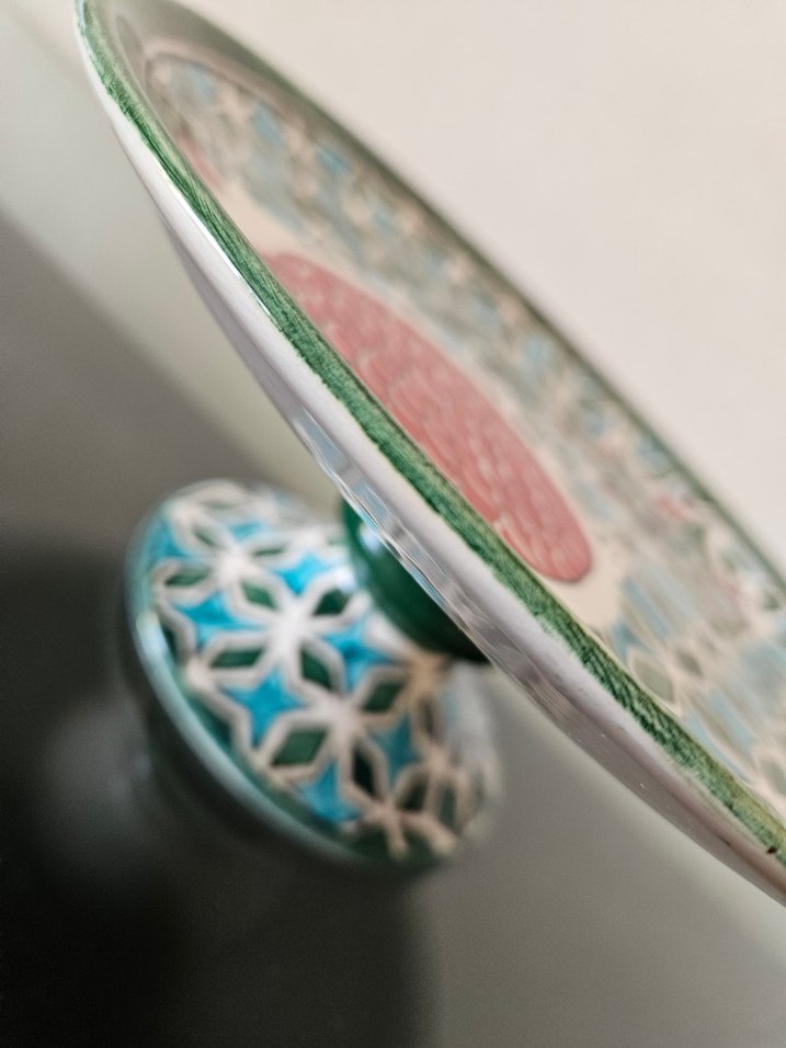 Renkli Turkuaz Desenli Ayaklı Tabak - Görsel 4