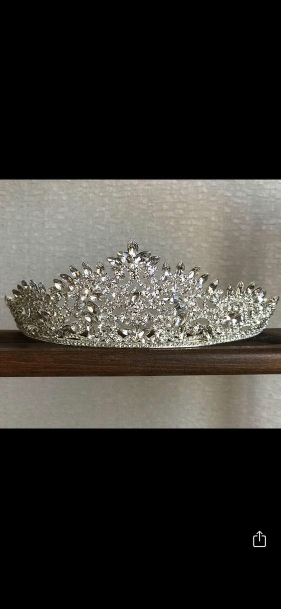 Beyaz Parlak Taşlı Gelin Tacı - Görsel 2