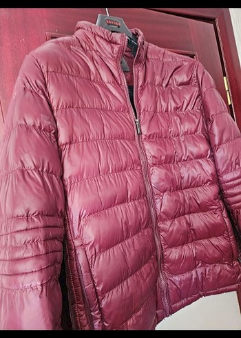 Bordo Fermuarlı erkek Midi Ceket - Görsel 2