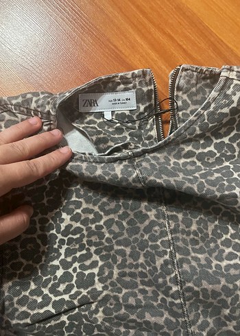 Kız Çocuk Gri Zebra Desenli Kısa elbise - Görsel 4