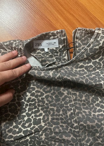 Kız Çocuk Gri Zebra Desenli Kısa elbise - Görsel 3