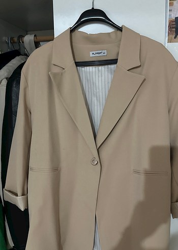 42 Beden ten rengi Renk Düğmeli Bej Kadın Blazer Ceket
