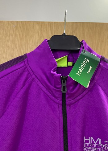 Mor Fermuarlı Yüksek Yakalı Spor Ceket - Görsel 3