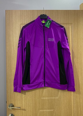 Mor Fermuarlı Yüksek Yakalı Spor Ceket - Görsel 2