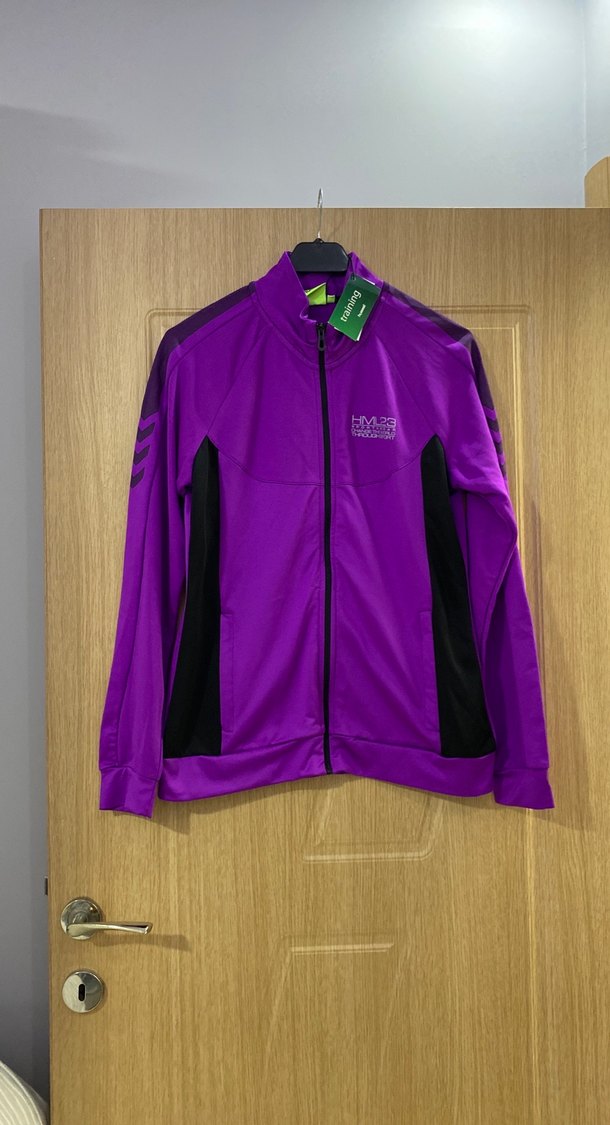 Mor Fermuarlı Yüksek Yakalı Spor Ceket - Görsel 2