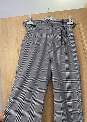 Gri Midi Kumaş Kadın Pantolon - Görsel 2