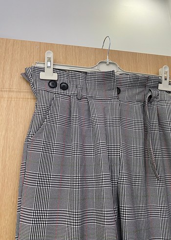 Gri Midi Kumaş Kadın Pantolon - Görsel 4