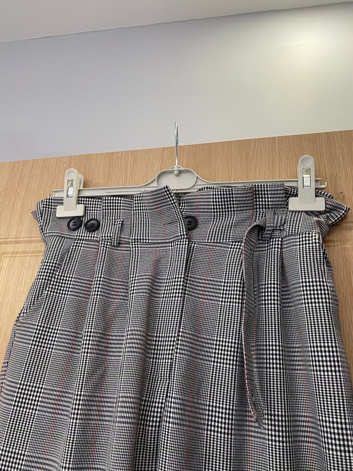 Gri Midi Kumaş Kadın Pantolon - Görsel 5