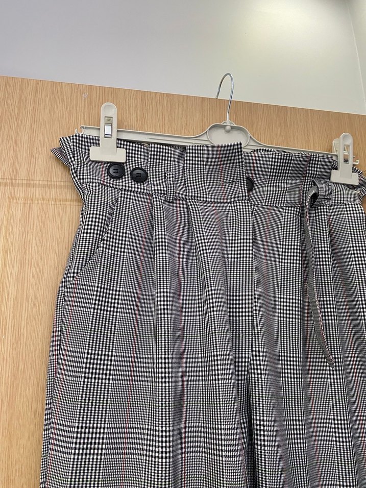 Gri Midi Kumaş Kadın Pantolon - Görsel 4