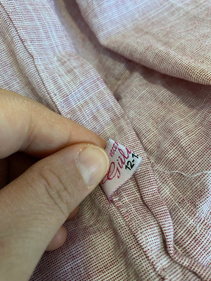 Pembe Kız Çocuk Keten Düğmeli Elbise - Görsel 4