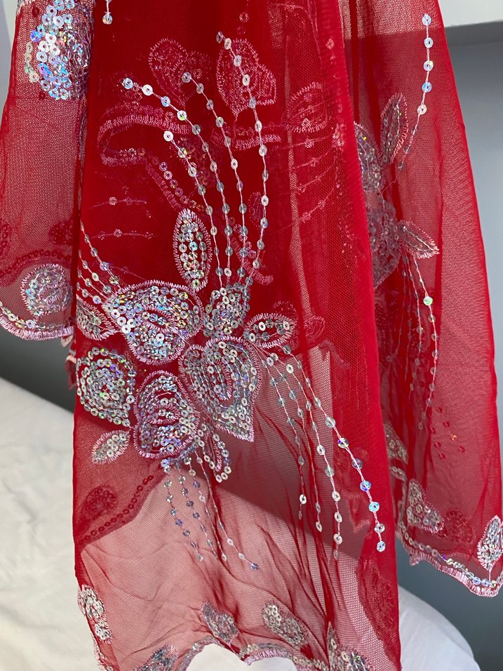 Kırmızı Desenli Kadın Fular - Görsel 2