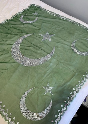 Dantel Detaylı Parlak Yeşil  Şal - Görsel 7