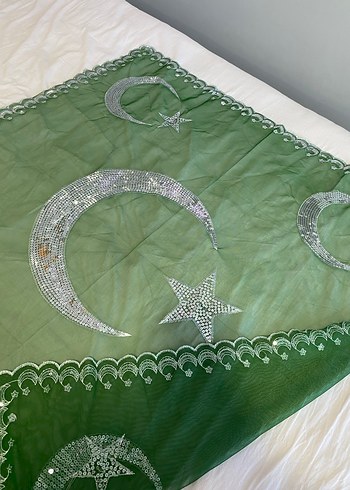 Dantel Detaylı Parlak Yeşil  Şal - Görsel 5